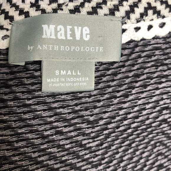 Anthro Maeve Floral Print Chevron Black White Top - Picture 8 of 8